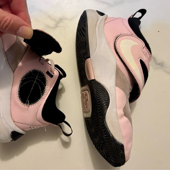 Nike Pink and Black Velcro Sneaker | Nike Kids' Grade School Team Hustle - Picture 3 of 6